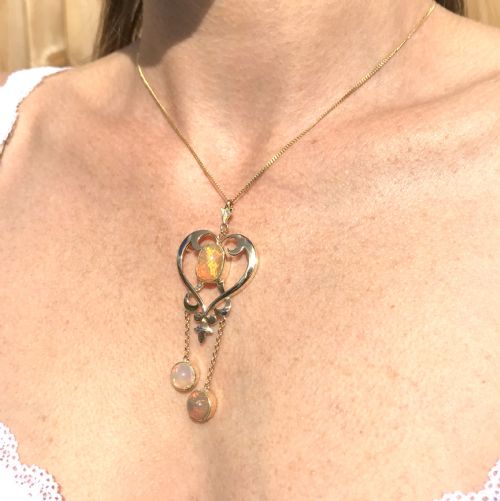 fig 1. Art Nouveau 6.63 Carat Opal Pendant, circa 1900