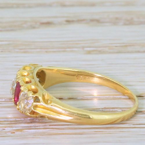 fig 2. Edwardian Ruby & Old Cut Diamond Five Stone Ring, circa 1910