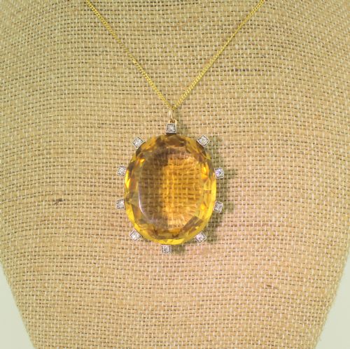 fig 2. Victorian 62.12 Carat Citrine & Old Cut Diamond Pendant, circa 1900
