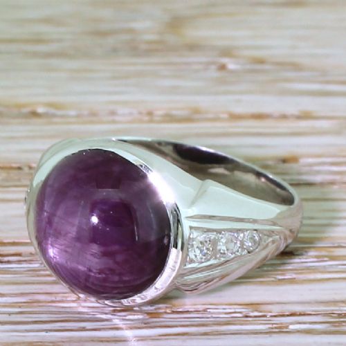 Art Deco 10.43 Carat Cabochon Ruby Solitaire Ring, Circa 1940
