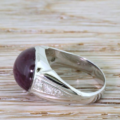 fig 2. Art Deco 10.43 Carat Cabochon Ruby Solitaire Ring, circa 1940