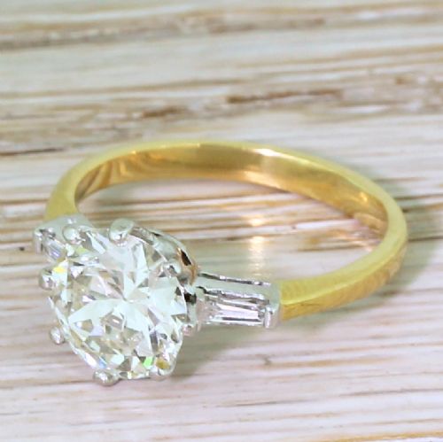 Art Deco 2.17 Carat Old European Cut Diamond Engagement Ring, Circa 1930
