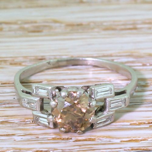 fig 1. Art Deco 1.10 Fancy Deep Brown Old European Cut Diamond Engagement Ring, circa 1920