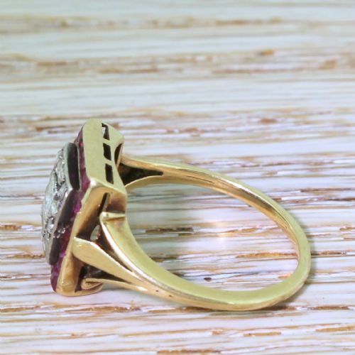 fig 2. Art Deco Carré Cut Diamond & Ruby Square Cluster Ring, circa 1920