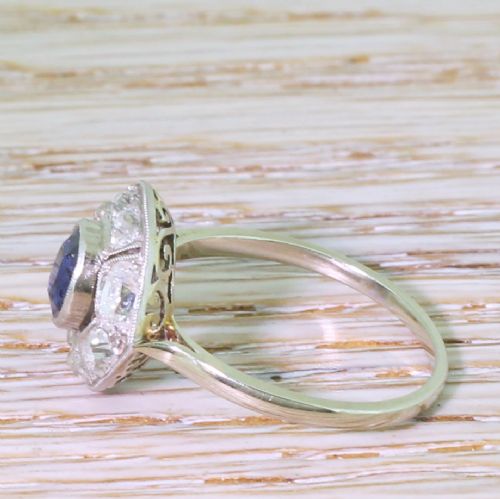 fig 2. Art Deco 0.58 Carat Sapphire & 0.91 Carat Old Cut Diamond Ring, French, circa 1935