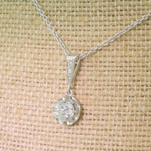 Art Deco 1.02 Carat Old European Cut Diamond Pendant, Circa 1930
