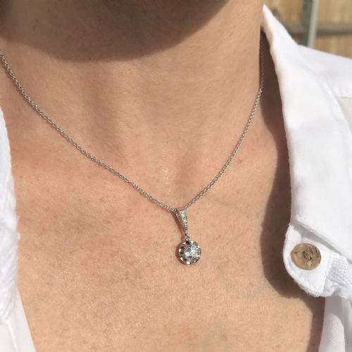 fig 1. Art Deco 1.02 Carat Old European Cut Diamond Pendant, circa 1930