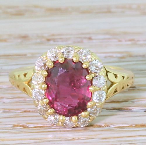 fig 1. Art Deco 2.16 Carat Ruby & Old Cut Diamond Cluster Ring, circa 1925