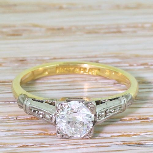fig 1. Art Deco 0.51 Carat Old Cut Diamond Engagement Ring, circa 1920