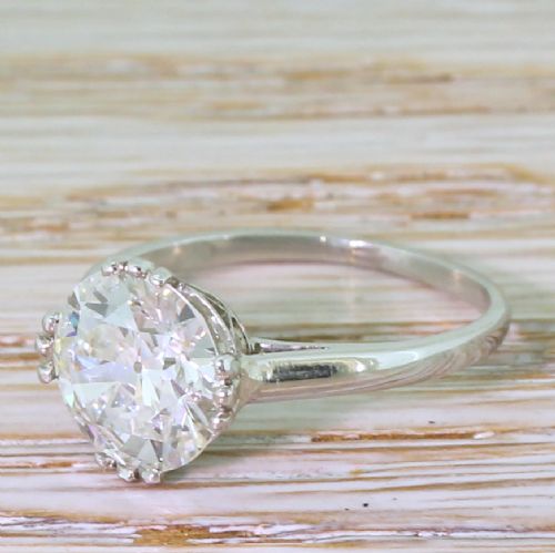 Art Deco 2.01 Carat Old Cut Diamond Engagement Ring, French, Circa 1920
