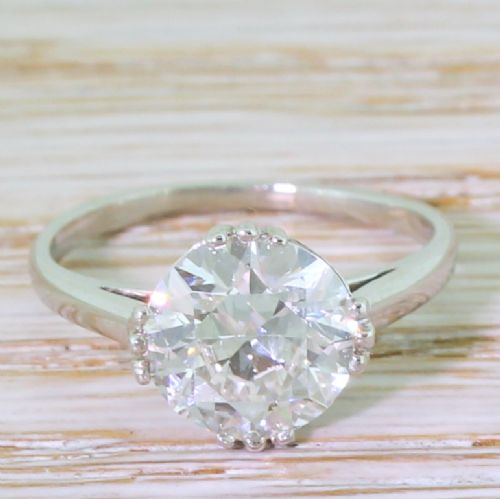 fig 1. Art Deco 2.01 Carat Old Cut Diamond Engagement Ring, French, circa 1920