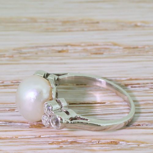 fig 2. Art Deco Natural Saltwater Pearl & Old Cut Diamond Ring, circa 1935