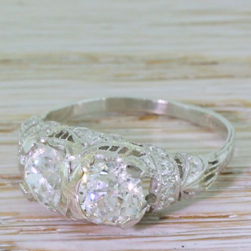 Tiffany & Co. 2.38 Carat Old Cut Double Diamond Ring, Circa 1915
