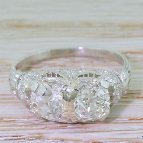 fig 1. TIFFANY & CO. 2.38 Carat Old Cut Double Diamond Ring, circa 1915