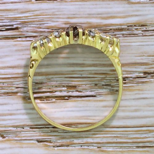 fig 3. Victorian 2.10 Carat Fancy Cognac & White Old Cut Diamond Ring, circa 1900