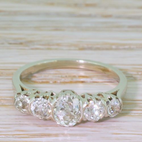 fig 1. Art Deco 1.28 Carat Old Cut Diamond Five Stone Ring, circa 1940
