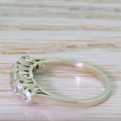 fig 2. Art Deco 1.28 Carat Old Cut Diamond Five Stone Ring, circa 1940
