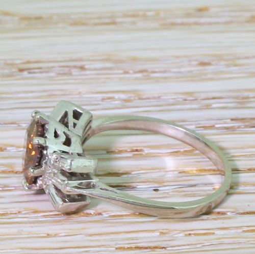 fig 2. Art Deco 1.70 Carat Fancy Vivid Orangey Brown Old European Cut Diamond Ring, circa 1925