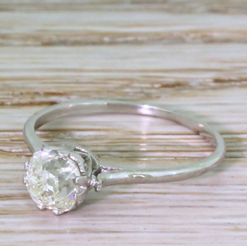 Art Deco 0.93 Carat Old Cut Diamond Engagement Ring, Circa 1920
