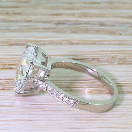 fig 2. 4.05 Carat Old Pear Cut Diamond Solitaire Ring, Platinum
