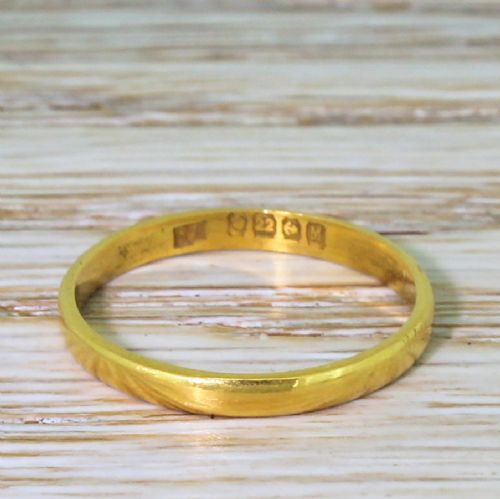 Art Deco 22k Yellow Gold Wedding Band, Dated 1936
