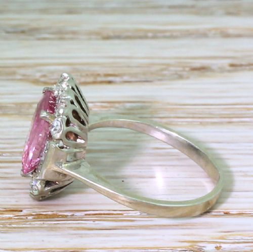 fig 2. Mid Century 1.80 Carat Natural Pink Sapphire & Diamond Ring, circa 1950