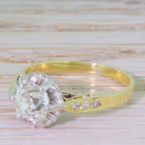 Art Deco 1.30 Carat Old Cut Diamond Engagement Ring, Circa 1940
