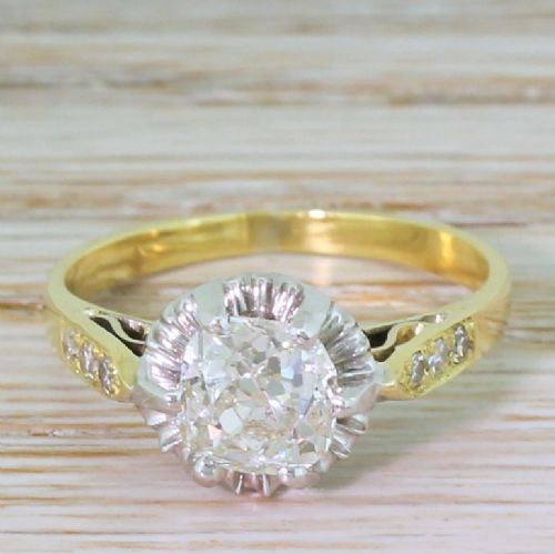 fig 1. Art Deco 1.30 Carat Old Cut Diamond Engagement Ring, circa 1940