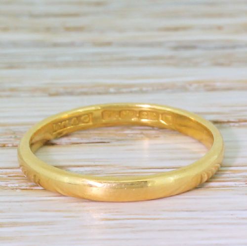 Mid Century 22k Yellow Gold Wedding Band, Dated 1954
