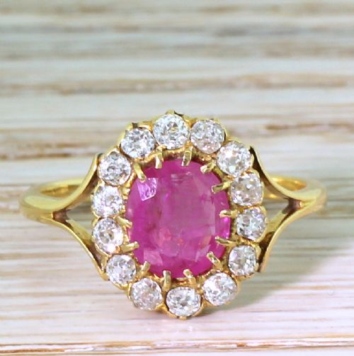 fig 1. Victorian 1.51 Carat Ruby & Old Cut Diamond Cluster Ring, circa 1900