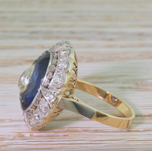 fig 2. Mid Century Old Pear Cut & Sapphire Cluster Ring
