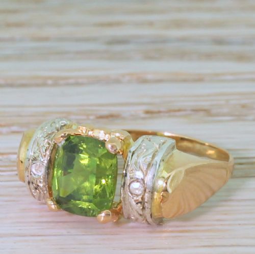 Art Nouveau 1.97 Carat Demantoid Garnet Solitaire Ring, Circa 1905
