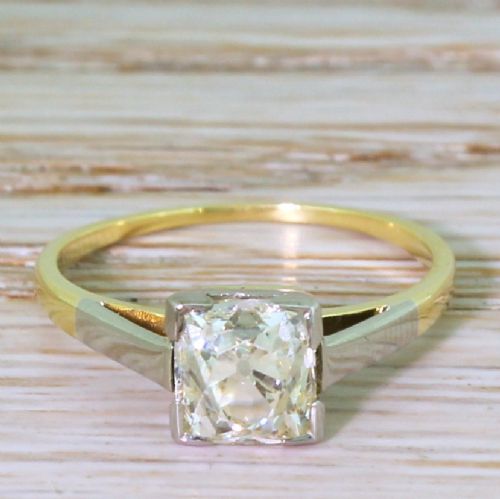 fig 1. Art Deco 1.25 Carat Old Cushion Cut Diamond Engagement Ring, circa 1915