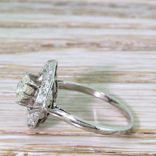 fig 1. Art Deco 0.79 Carat Old Cut Diamond Hexagonal Cluster Ring, French, circa 1930