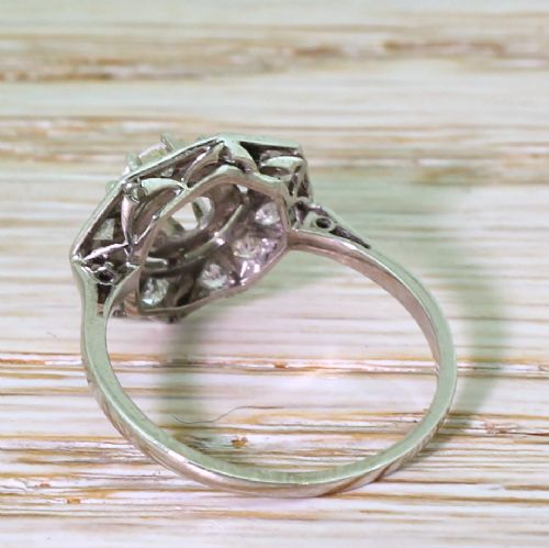 fig 2. Art Deco 0.79 Carat Old Cut Diamond Hexagonal Cluster Ring, French, circa 1930