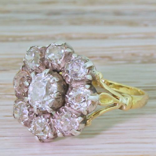 Victorian 2.00 Carat Old Cut Diamond Cluster Ring, Circa 1870
