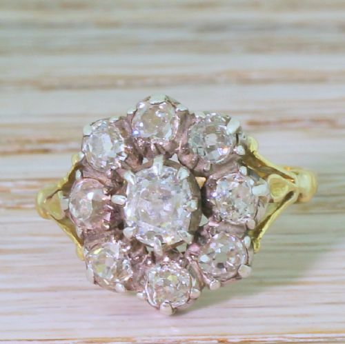 fig 1. Victorian 2.00 Carat Old Cut Diamond Cluster Ring, circa 1870
