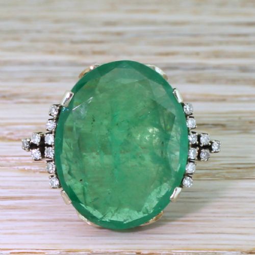 fig 1. Retro 15.10 Carat Colombian Emerald Ring, circa 1955
