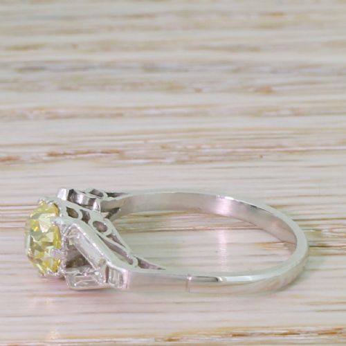fig 2. Art Deco 1.18 Carat Fancy Yellow Old Cut Diamond Engagement Ring, circa 1925