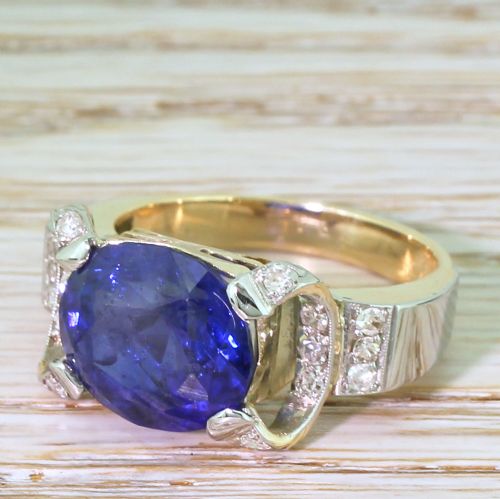 Retro 8.12 Carat Sapphire Ring, Circa 1955
