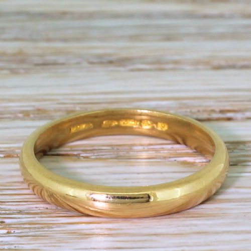 Art Deco 22k Yellow Gold Wedding Band, Dated 1923
