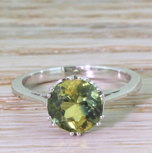 fig 1. Mid Century 2.89 Carat Yellow & Blue Natural Sapphire Solitaire Ring, circa 1950
