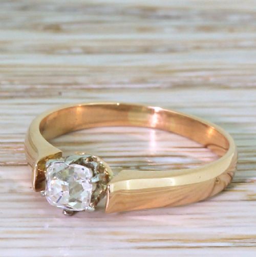 Art Deco 0.49 Carat Old Cut Diamond Engagement Ring, French, Circa 1940
