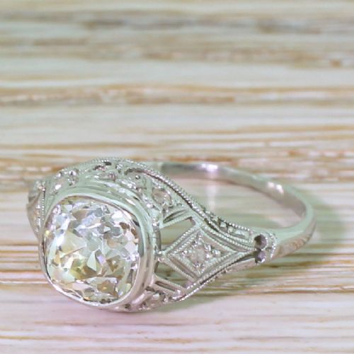ART DECO 144 CARAT OLD MINE CUT DIAMOND ENGAGEMENT RING CIRCA 1915