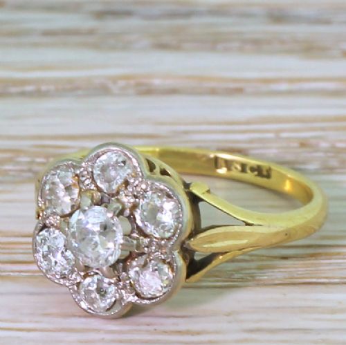 Edwardian 0.70 Carat Old Cut Diamond Cluster Ring, Circa 1905
