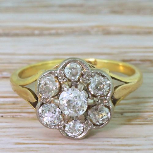 fig 1. Edwardian 0.70 Carat Old Cut Diamond Cluster Ring, circa 1905
