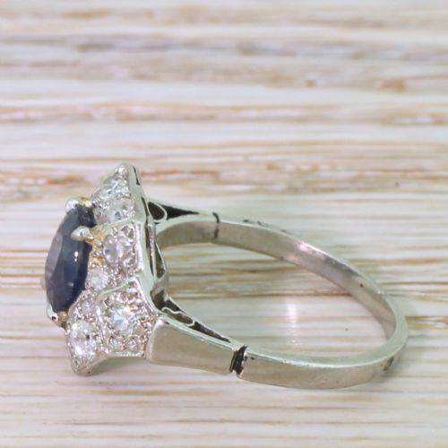 fig 2. Art Deco 1.20 Carat Sapphire & Diamond Cluster Ring, French, circa 1920
