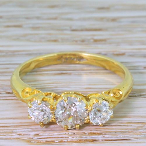 fig 1. Victorian 1.00 Carat Old Cut Diamond Trilogy Ring, circa 1900

