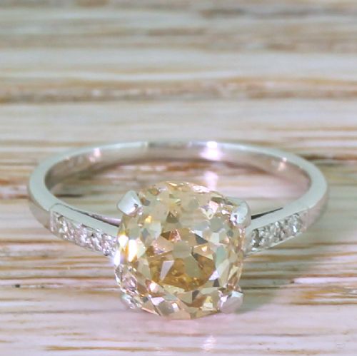 fig 1. Art Deco 2.33 Carat Light Orangey Brown Old Cut Diamond Engagement Ring, circa 1935
