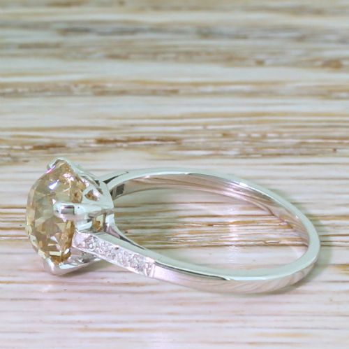 fig 2. Art Deco 2.33 Carat Light Orangey Brown Old Cut Diamond Engagement Ring, circa 1935
